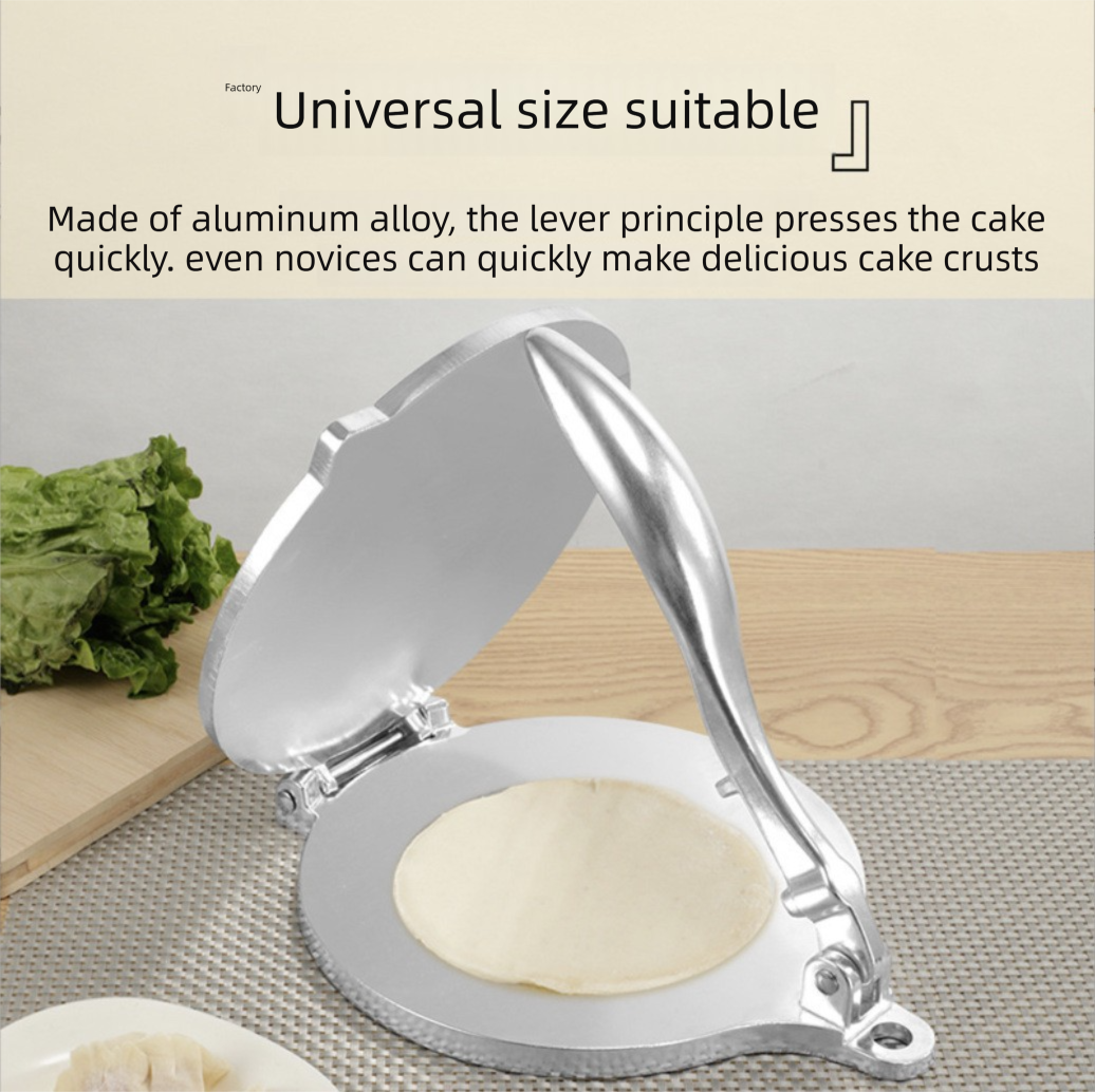 Black Manual Dough Press – Aluminum Alloy Cake & Tortilla Press for Homemade view 2