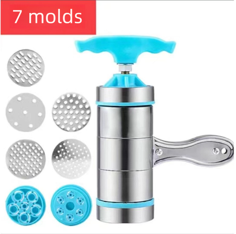 Blue Manual Stainless Steel Noodle Maker with Interchangeable Dies for — image 1