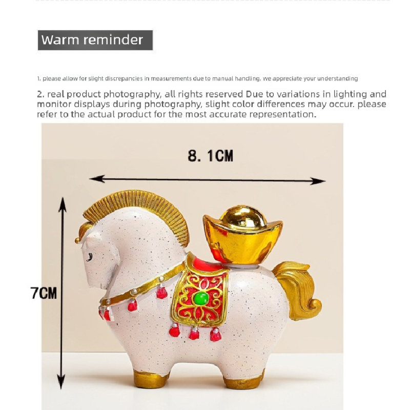 White Red New Chinese Style Resin Horse Figurine with Rotating Lucky Bag view 4