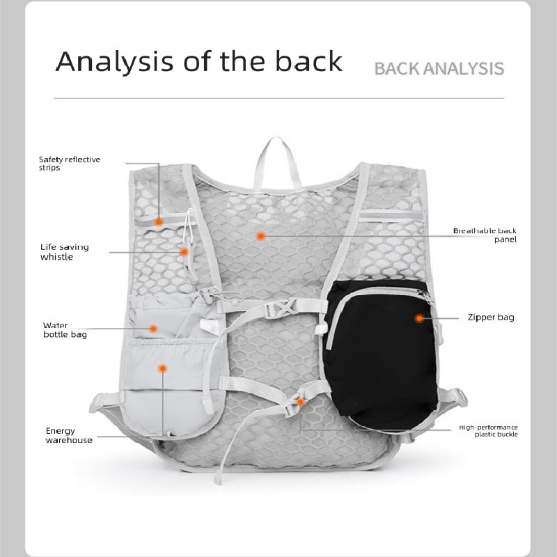 White and blue Lightweight Hydration Backpack with 2L Water Bladder view 3