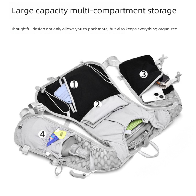 Grey and black Lightweight Hydration Backpack with 2L Water Bladder view 7