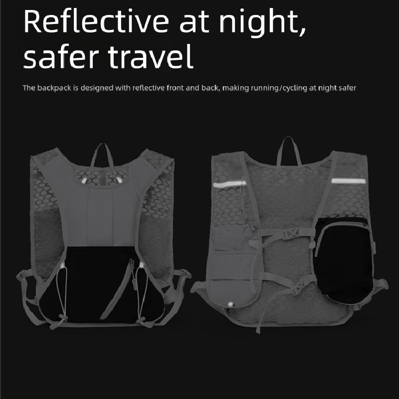 White and black Lightweight Hydration Backpack with 2L Water Bladder view 5