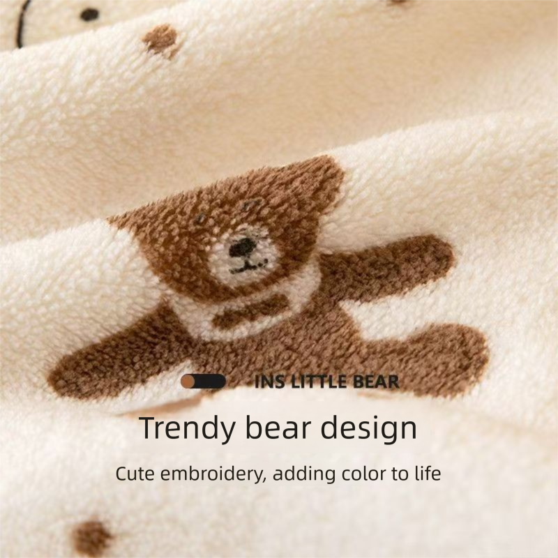 5-Pack Grey Soft Absorbent Face Towels with Bear Pattern Design – Quick-Drying view 7