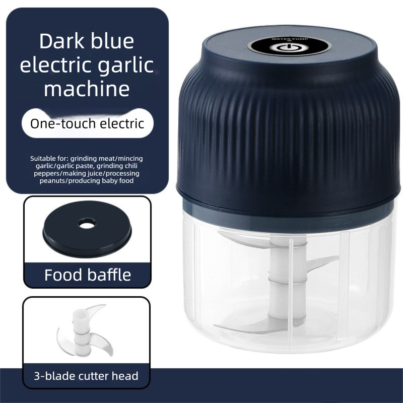 3-blade cutter head Blue Wireless Electric Garlic Chopper 300ml Portable Mini — image 1