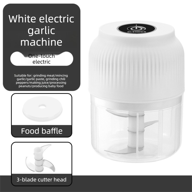 3-blade cutter head White Wireless Electric Garlic Chopper 300ml Portable Mini — image 1