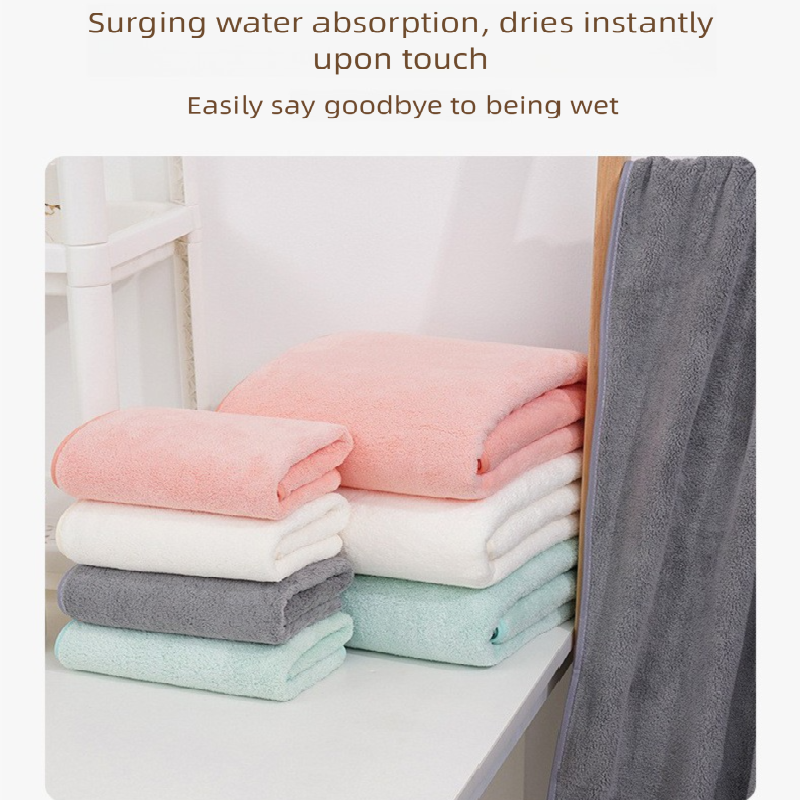 Beige Coral Fleece Thick Towel and Bath Towel Set – 4 Face Towels and 2 Bath view 4