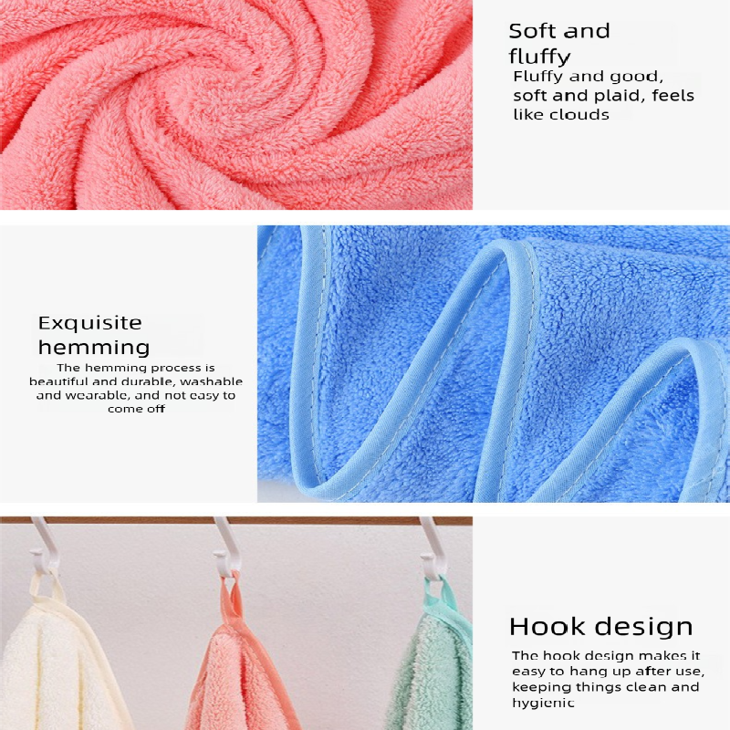 Grey Coral Fleece Thick Towel and Bath Towel Set – 4 Face Towels and 2 Bath view 6