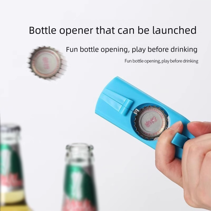 2-Pack grey and red Fun Bottle Opener with Cap Ejection Mechanism – Compact view 3