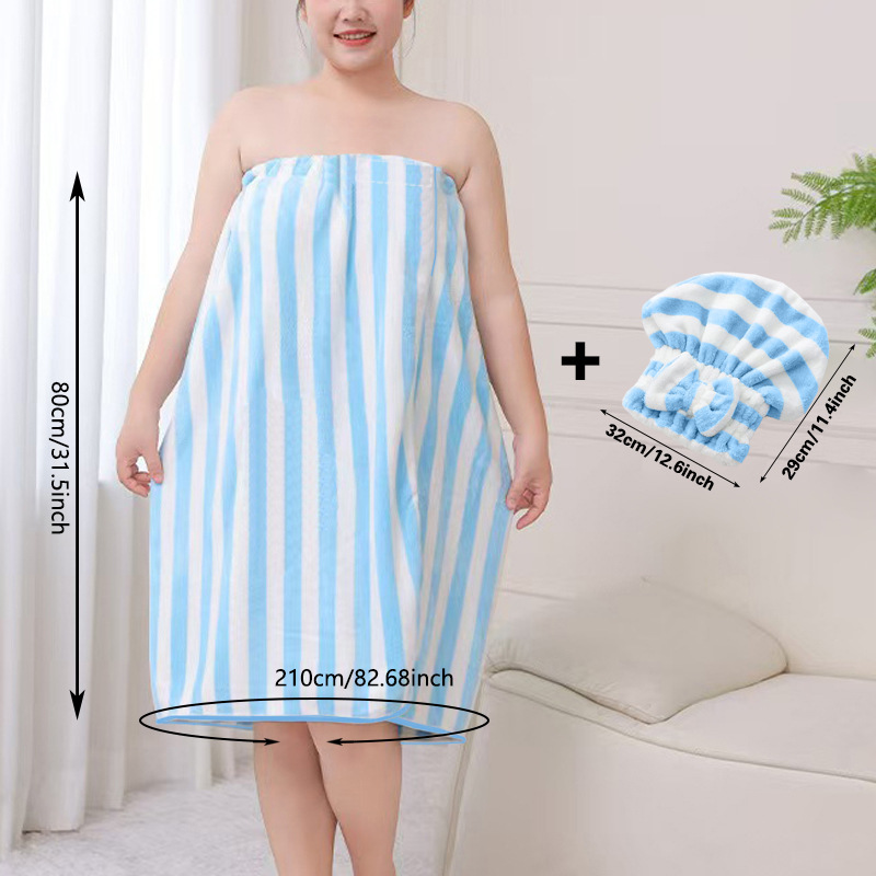Blue Coral Fleece Bath Skirt with Matching Hair Towel – Soft Absorbent Wrap