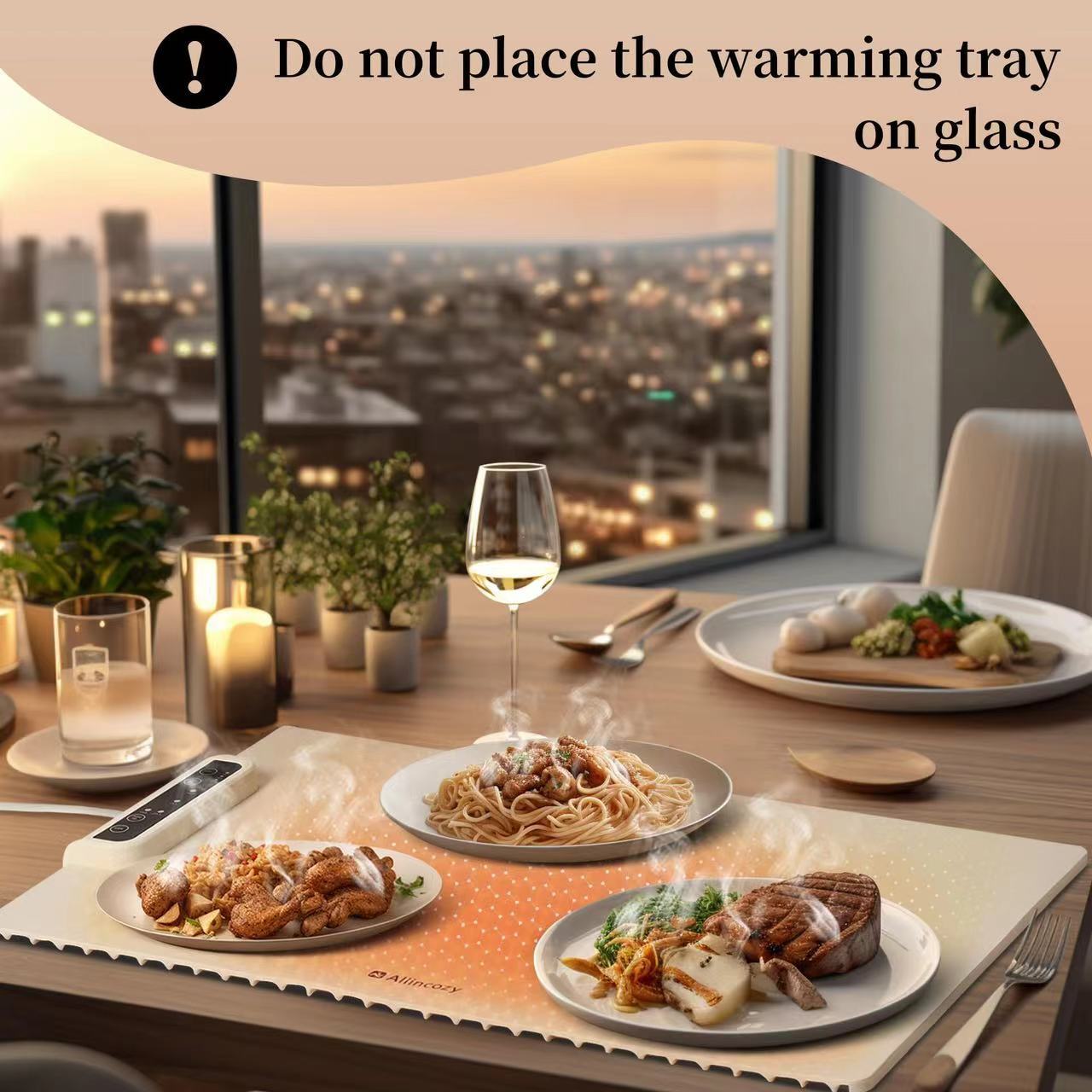 Blue 24-Inch Electric Warming Tray with 3-Temperature Settings – Graphene view 2