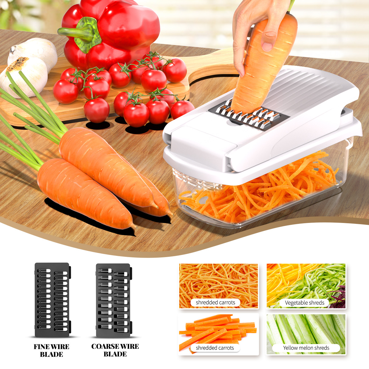 White Multifunctional Vegetable Slicer – Manual Kitchen Cutter with Adjustable view 5