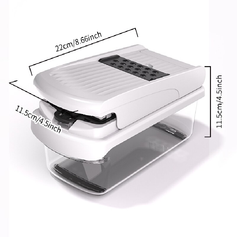 White Multifunctional Vegetable Slicer – Manual Kitchen Cutter with Adjustable view 7