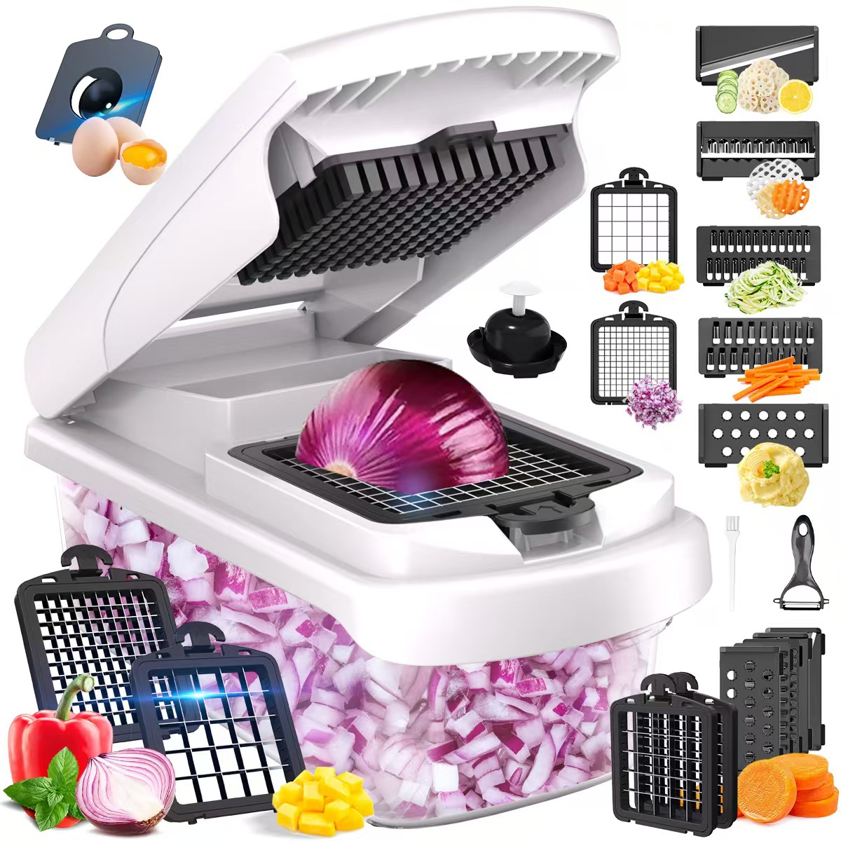 Green Multifunctional Vegetable Slicer – Manual Kitchen Cutter with Adjustable view 3