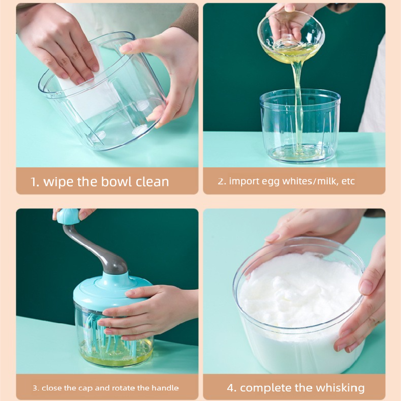 Green Manual Hand-Crank Egg Beater – Semi-Automatic Whisk for Whipping Cream view 6