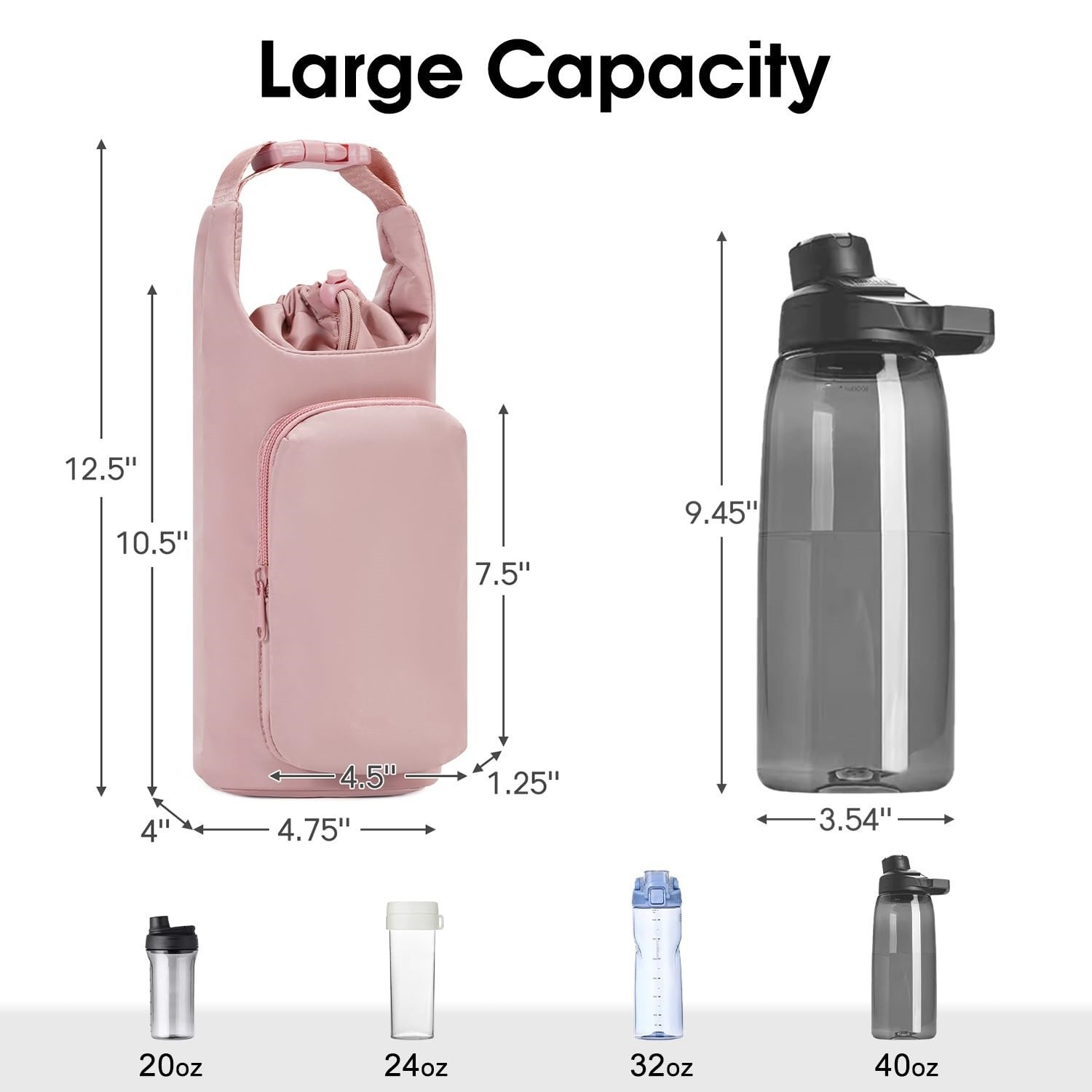Green Insulated Water Bottle Carrier with Shoulder Strap – Portable Sleeve for view 4