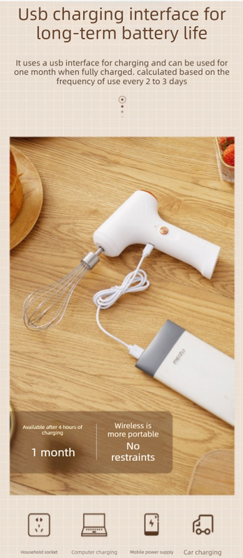 Electric Handheld Egg Whisk and Cream Whipper Set with Egg White Separator J-8 view 4