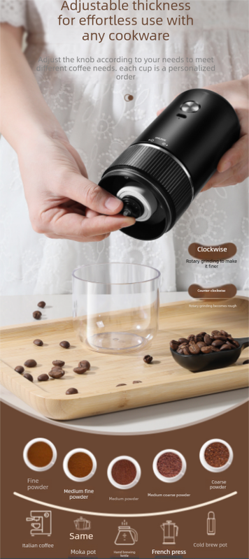 Portable Electric Coffee Grinder Wireless Rechargeable Burr Mill with Cleaning view 5