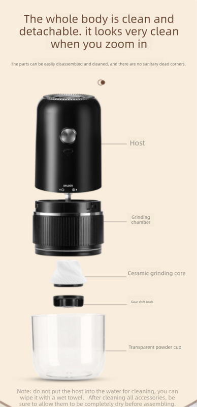 Portable Electric Coffee Grinder Wireless Rechargeable Burr Mill with Cleaning view 9