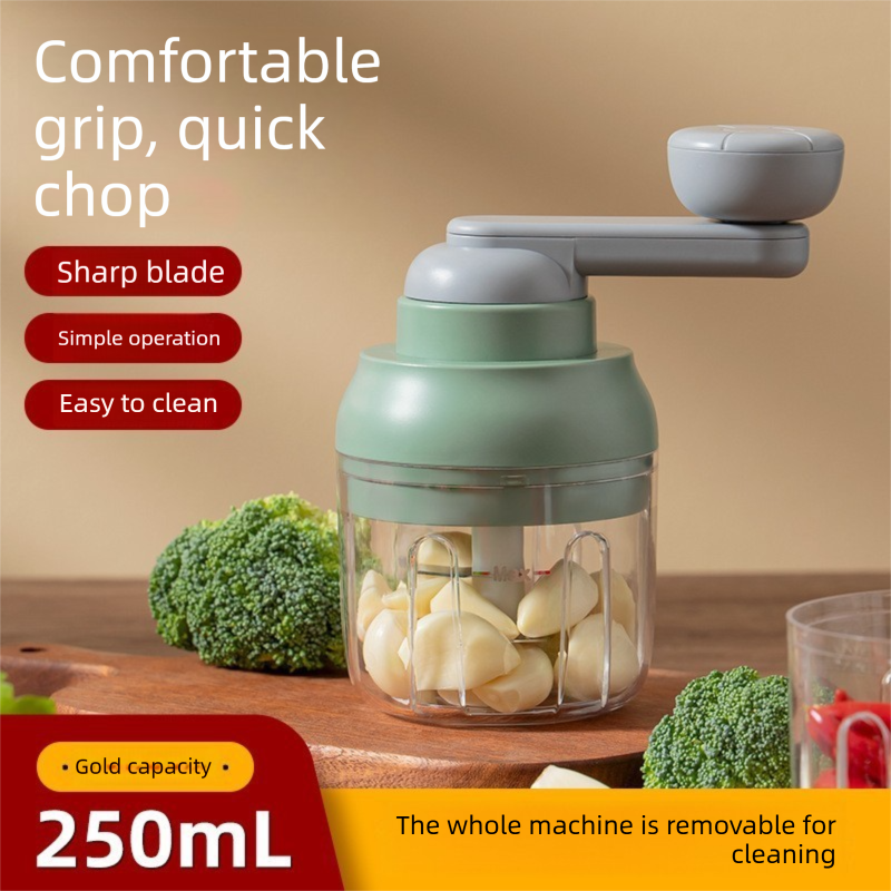 Manual Mini Garlic Chopper & Food Processor 250ml Portable Hand-Crank Mincer — image 1