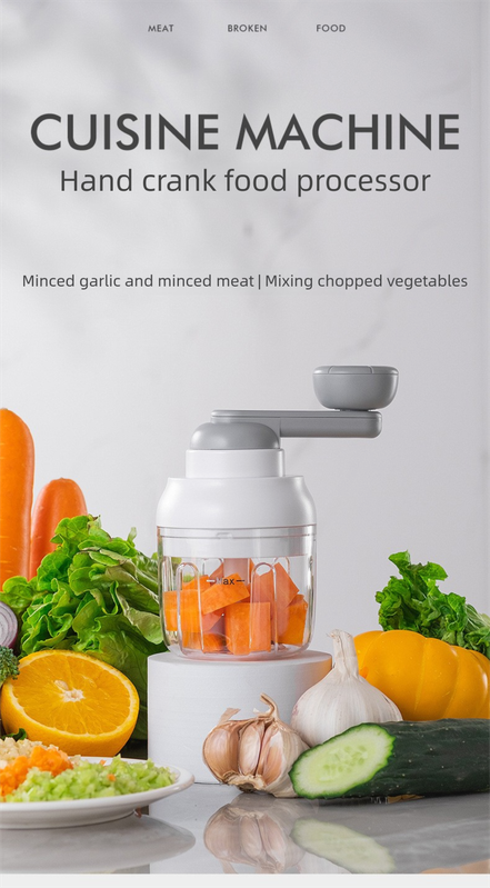 Manual Mini Garlic Chopper & Food Processor 250ml Portable Hand-Crank Mincer view 2