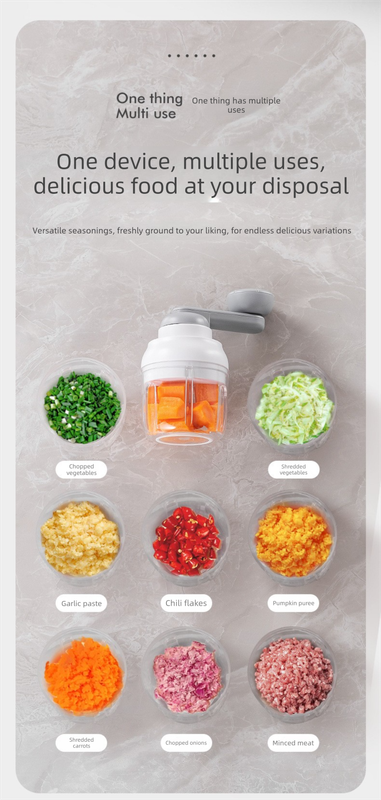 Manual Mini Garlic Chopper & Food Processor 250ml Portable Hand-Crank Mincer view 4