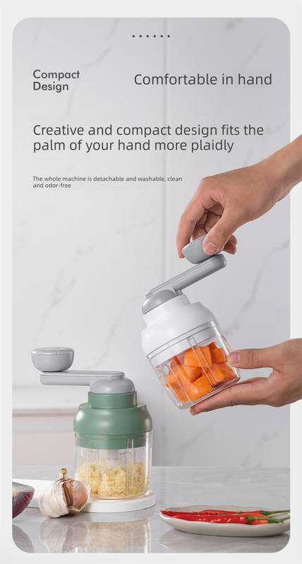 Manual Mini Garlic Chopper & Food Processor 250ml Portable Hand-Crank Mincer view 7
