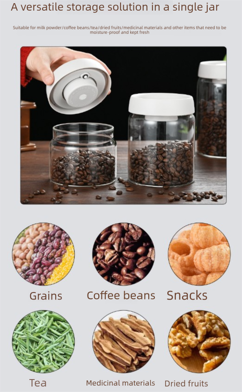 1800ml Extra Large Vacuum Sealed Glass Canister - One-Press Airtight Food view 5