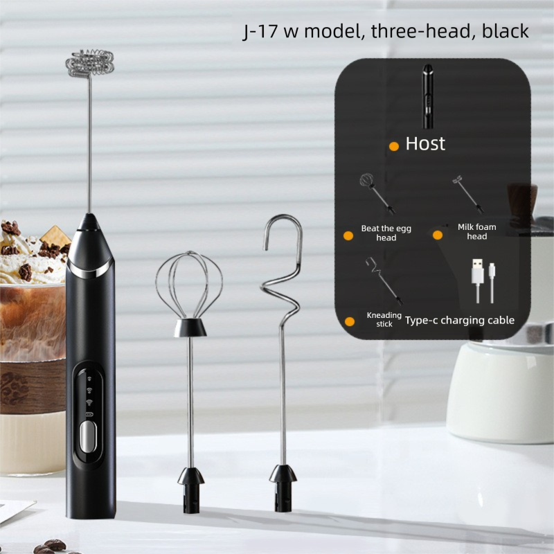 Rechargeable 3-in-1 Handheld Milk Frother Set - Electric Whisk with Egg Beater — image 1