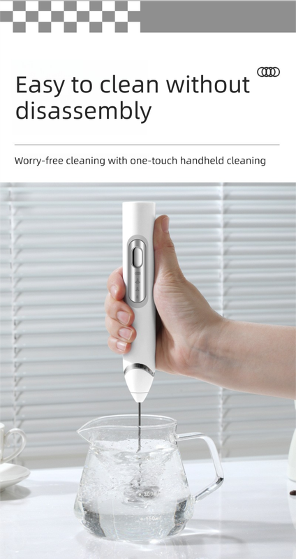 Rechargeable Electric Milk Frother with Metal Stand - Handheld Foam Maker & view 9