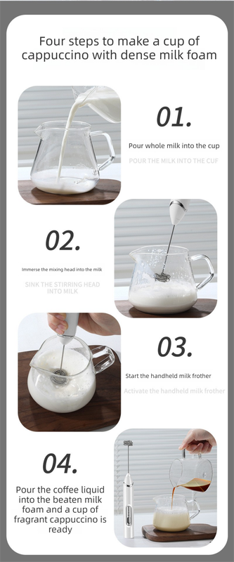 Rechargeable Electric Milk Frother with Metal Stand - Handheld Foam Maker & view 10