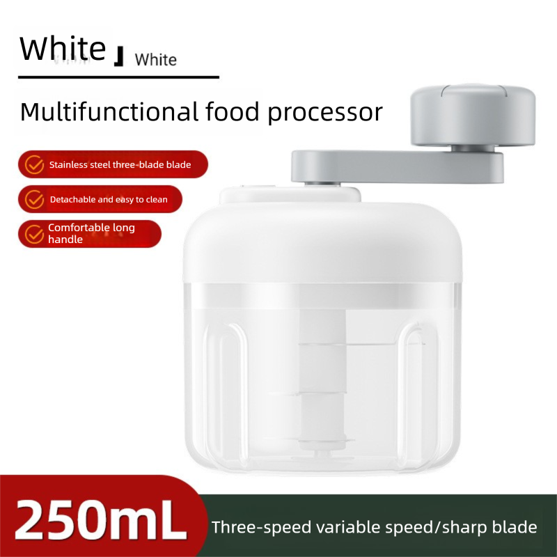 Manual Garlic Chopper & Food Processor 250ml Portable 3-Speed Hand-Crank — image 1