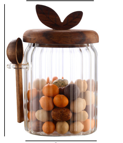 600ml Premium Borosilicate Glass Storage Jar with Acacia Wood Lid & Integrated — image 1