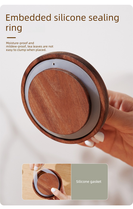 600ml Premium Borosilicate Glass Storage Jar with Acacia Wood Lid & Integrated view 4