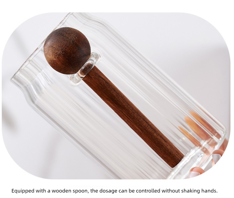 600ml Premium Borosilicate Glass Storage Jar with Acacia Wood Lid & Integrated view 9