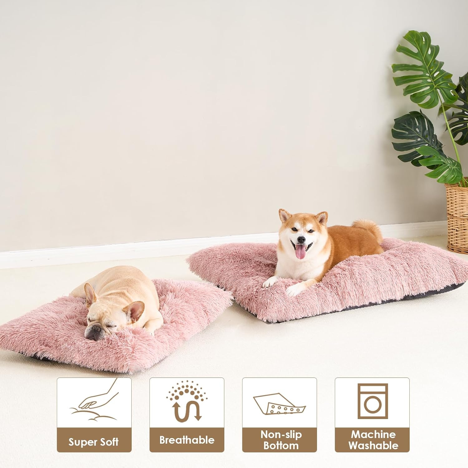 Luxury Long Plush Pet Bed Mat Faux Fur Crate Pad 125x85cm Pink XXXL Soft Warm view 2
