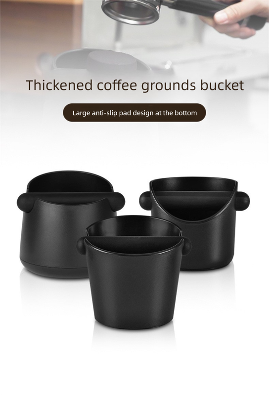 Compact Flat Mouth Espresso Knock Box Coffee Grounds Waste Bin with Anti-Slip view 2