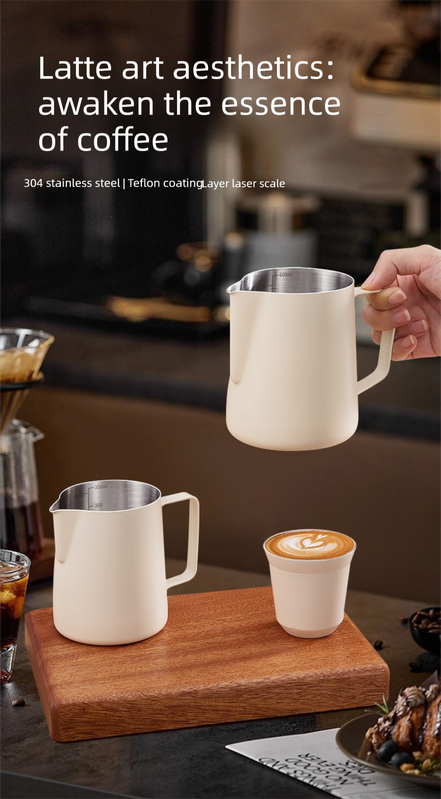 600ml Stainless Steel Milk Frothing Pitcher Pointed Spout Steaming Jug with view 2