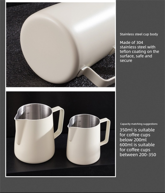 350ml Stainless Steel Milk Frothing Pitcher with Latte Art Pen Pointed Spout view 8