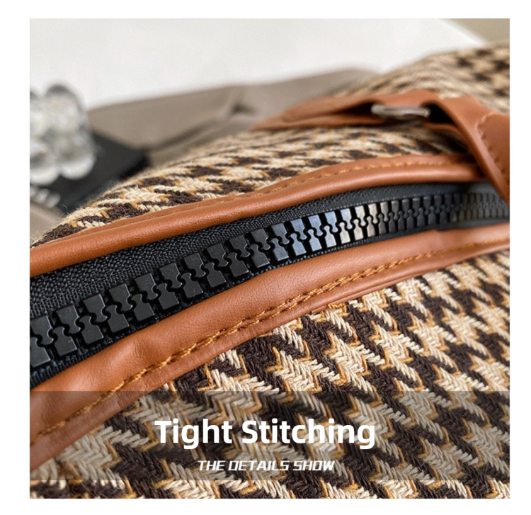Brown Large Capacity Knitted Travel Bag with Shoe-Zone - Weekend Overnight & view 5