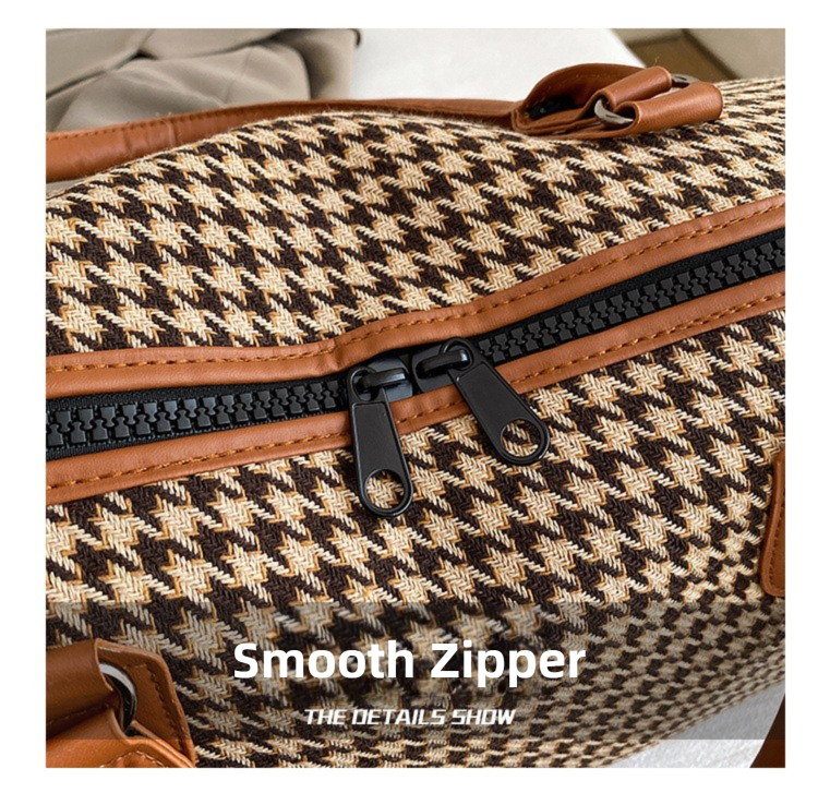 Brown Large Capacity Knitted Travel Bag with Shoe-Zone - Weekend Overnight & view 6