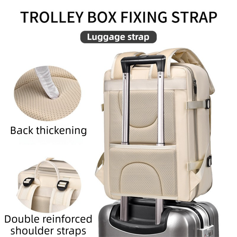 Green Expandable Travel Laptop Backpack with USB Charging Port - Waterproof view 4
