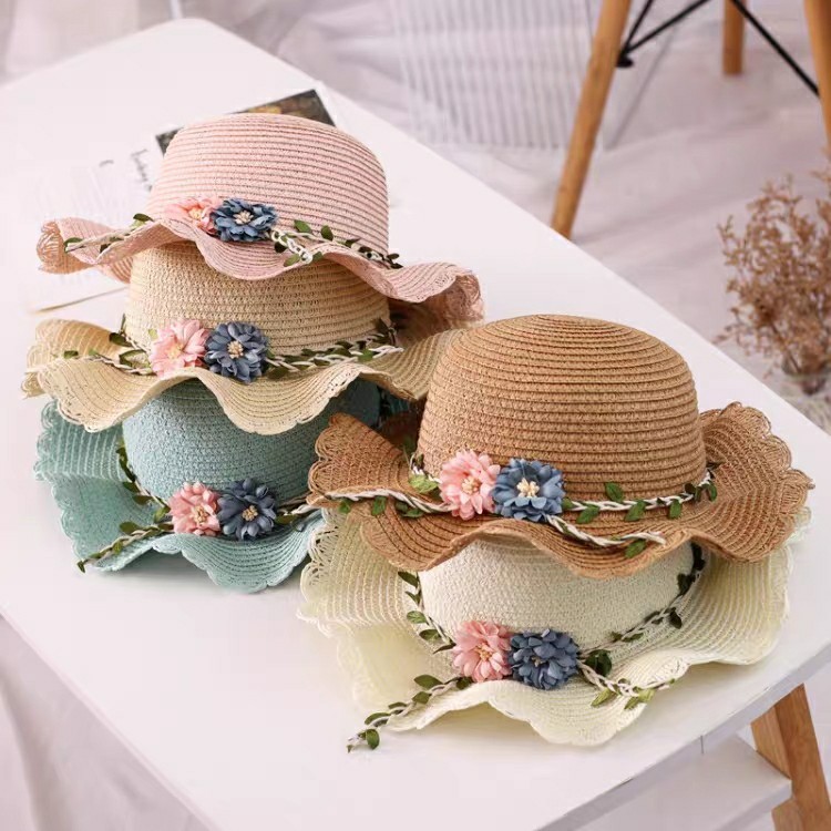 Pink Girls Summer Princess Straw Straw Hat and Matching Purse Set - Breathable view 2