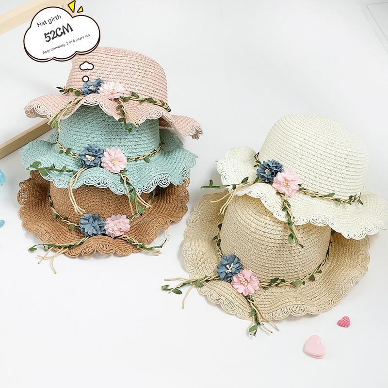 Pink Girls Summer Princess Straw Straw Hat and Matching Purse Set - Breathable view 3
