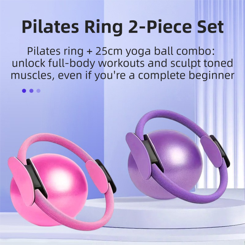 Blue Professional Pilates Ring & Yoga Ball Set - Multipurpose Home Fitness view 2