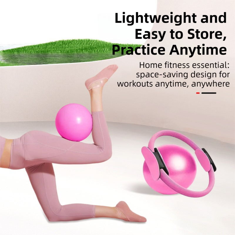 Black Professional Pilates Ring & Yoga Ball Set - Multipurpose Home Fitness view 5