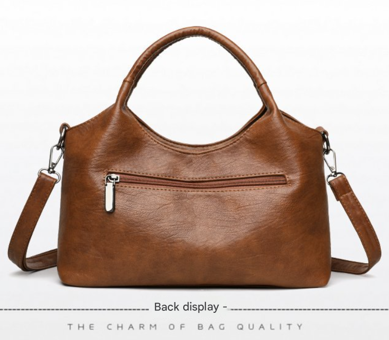 Blue Retro Soft PU Leather Handbag for Women - Trendy Large Capacity Daily view 2