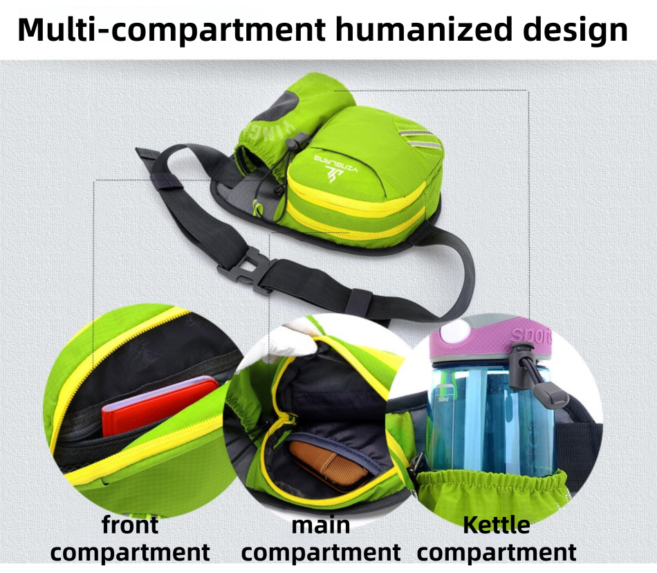 Green Lightweight Running Waist Pack with Stable Bottle Holder view 3