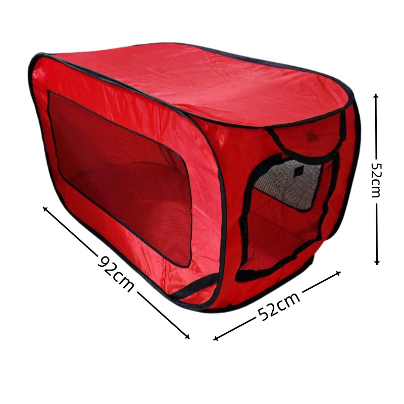 Red Instant Pop-Up Foldable 4-Sided Pet Playpen & Car Crate - Breathable view 2