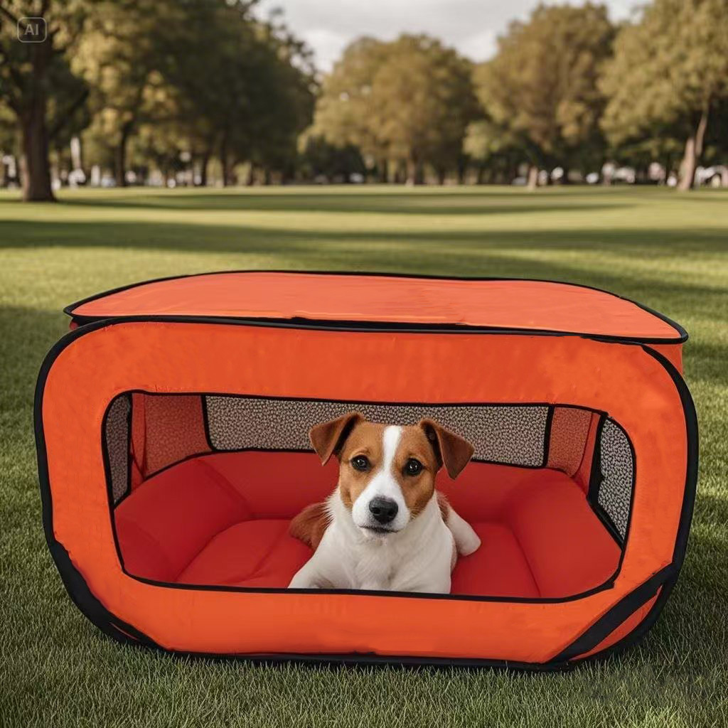 Green Instant Pop-Up Foldable 4-Sided Pet Playpen & Car Crate - Breathable view 2