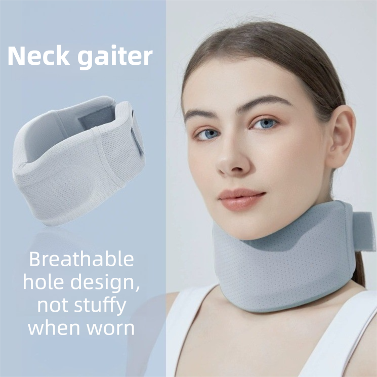 Light Blue Adjustable Cooling Jelly Core Neck Brace with Washable Cover - 3D view 2